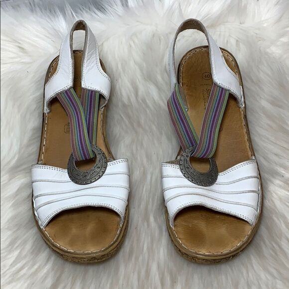 Spring Step Rustic White Leather Sandals Sz 10 - Picture 2 of 6
